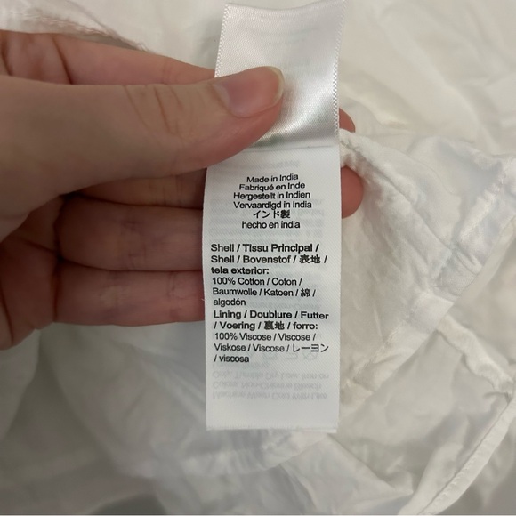 J.Crew V-Neck Smocked-Waist Top in White Lightweight Cotton - Picture 6 of 7